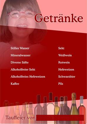 Speise-, Menü- und Getränkekarten