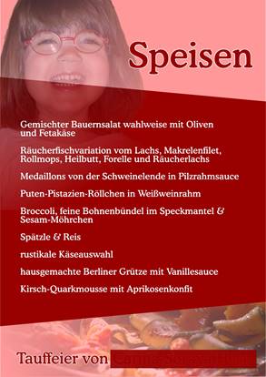 Speise-, Menü- und Getränkekarten
