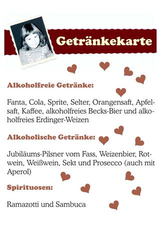 Speise-, Menü- und Getränkekarten